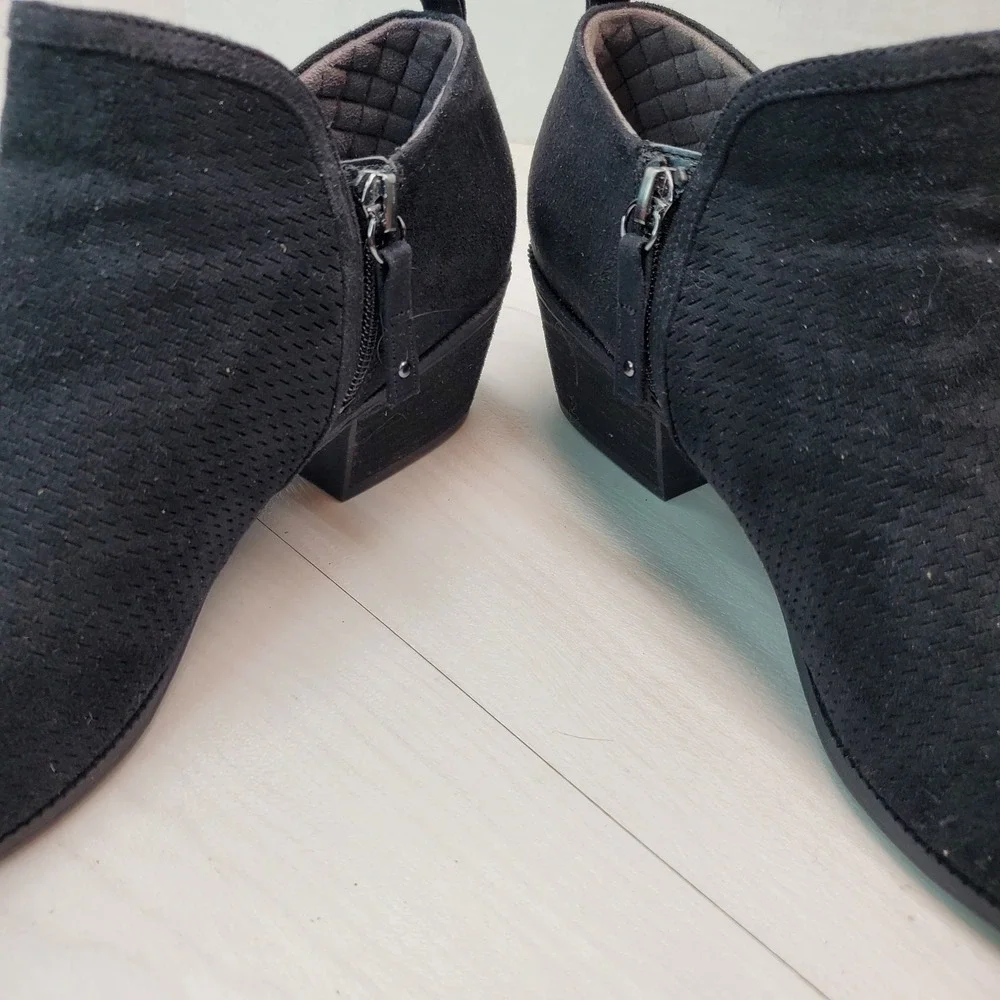 Dr Scholls Womens Black Suede Ankle Boot Side Zip Buckle Detail Comfort Size 10M